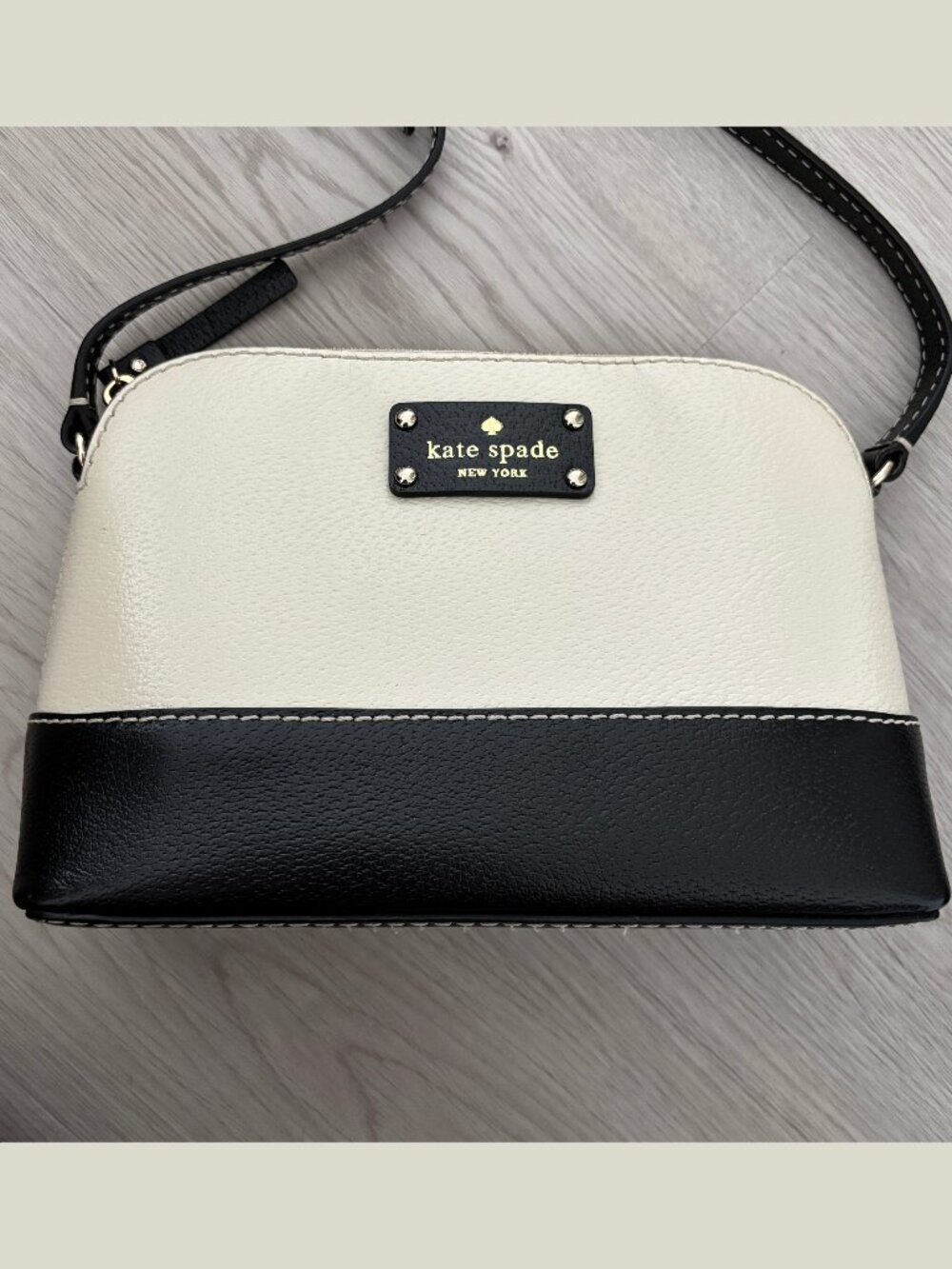 Kate Spade New York Cream and Black Dome Leather Crossbody Bag